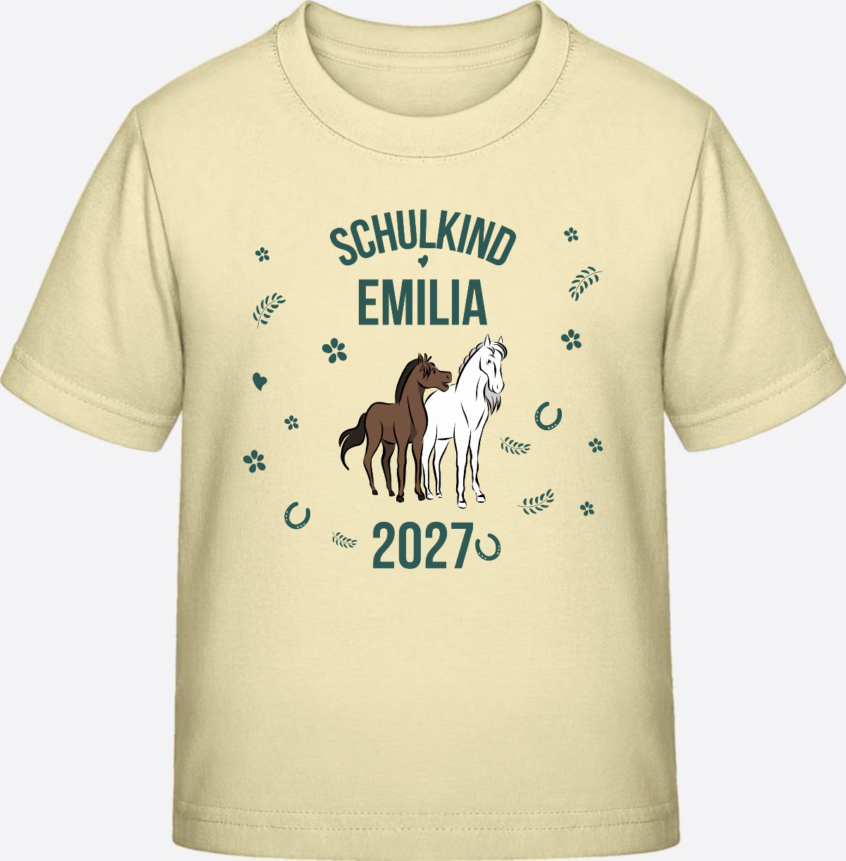 T-Shirt Schulkind mit Pferd & Wunschnamen | Einschulung - Butter