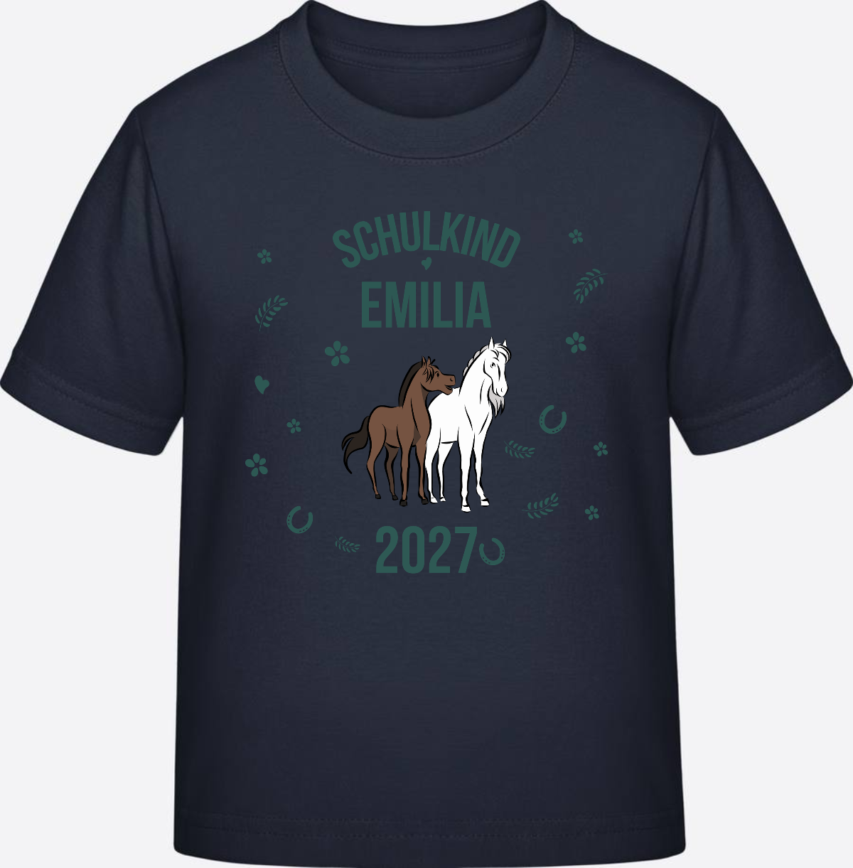 T-Shirt Schulkind mit Pferd & Wunschnamen | Einschulung - French Navy