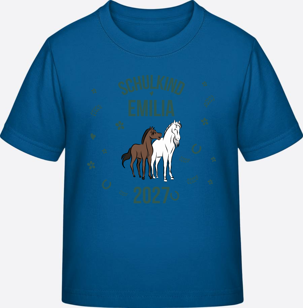 T-Shirt Schulkind mit Pferd & Wunschnamen | Einschulung - Royal Blue