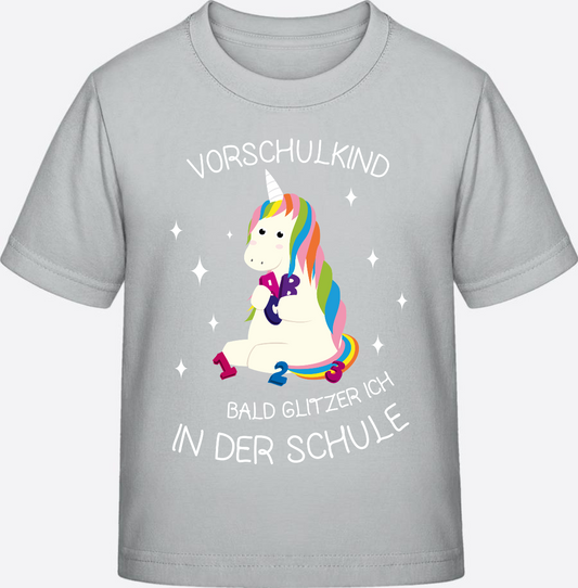 T-Shirt Vorschulkind Einhorn – Mit Namen personalisierbar - Pacific Grey