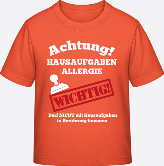 T-Shirt zur Einschulung – Hausaufgaben-Allergie mit Name - Fiesta