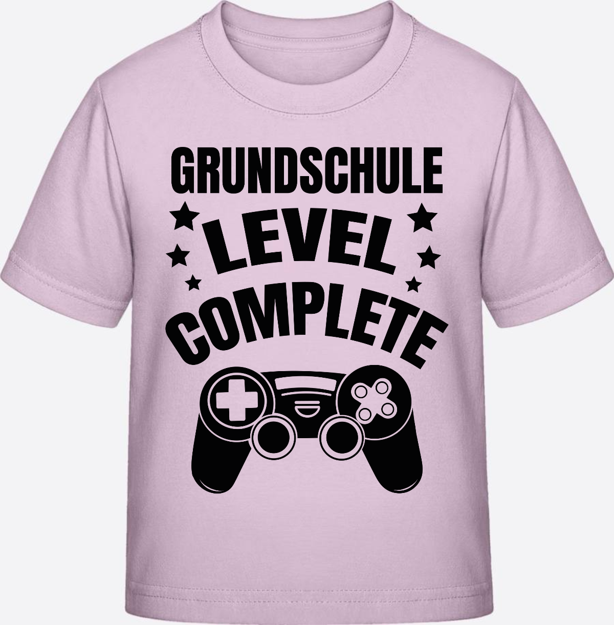 T-Shirt zur Einschulung – Level Complete schwarz mit Name - Pink Sixties