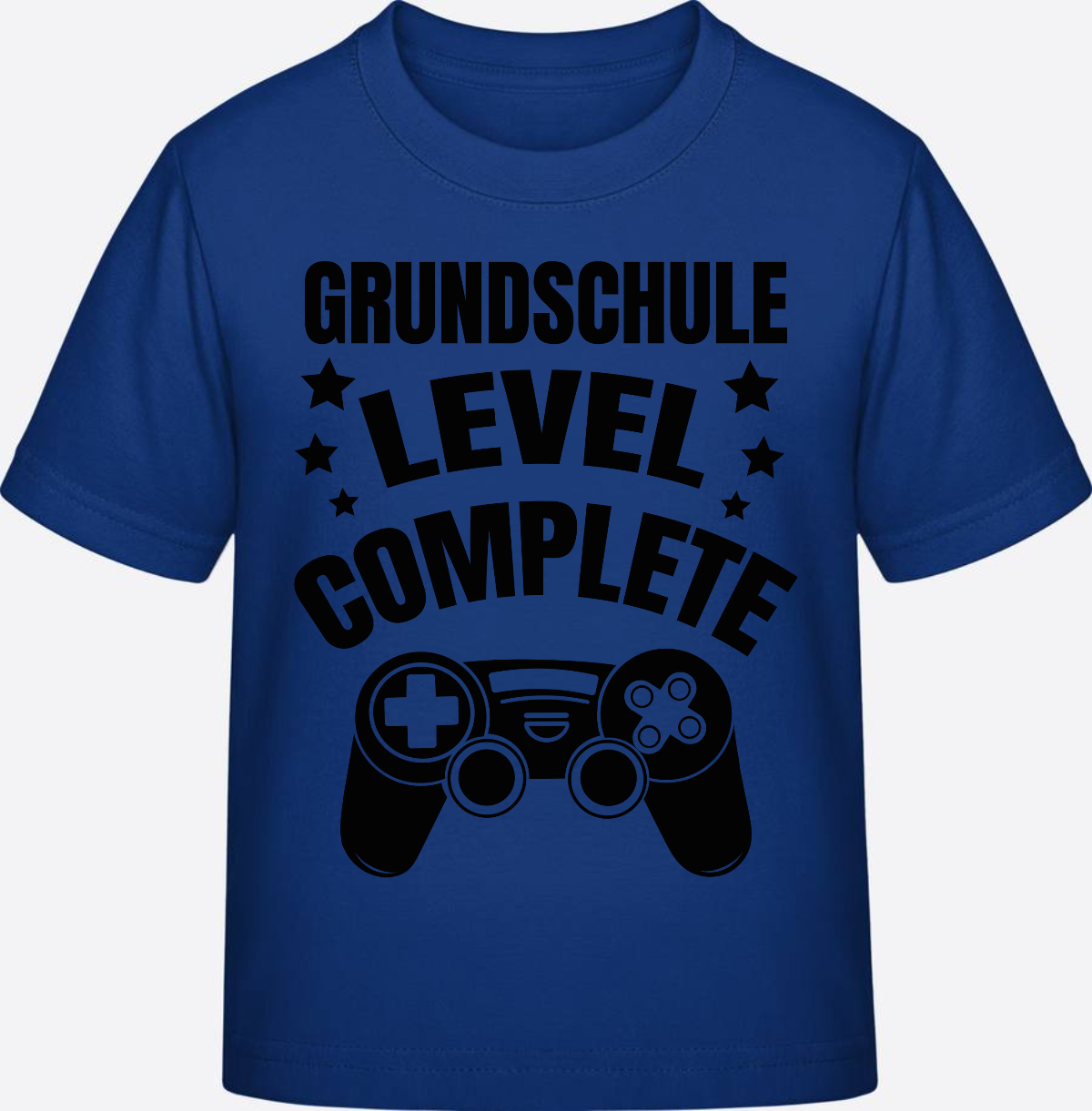 T-Shirt zur Einschulung – Level Complete schwarz mit Name - Royal