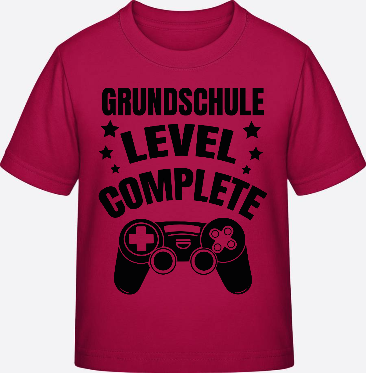 T-Shirt zur Einschulung – Level Complete schwarz mit Name - Sorbet