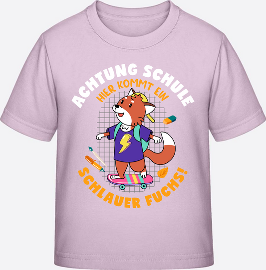 T-Shirt zur Einschulung – Schlauer Fuchs mit Namen - Pink Sixties