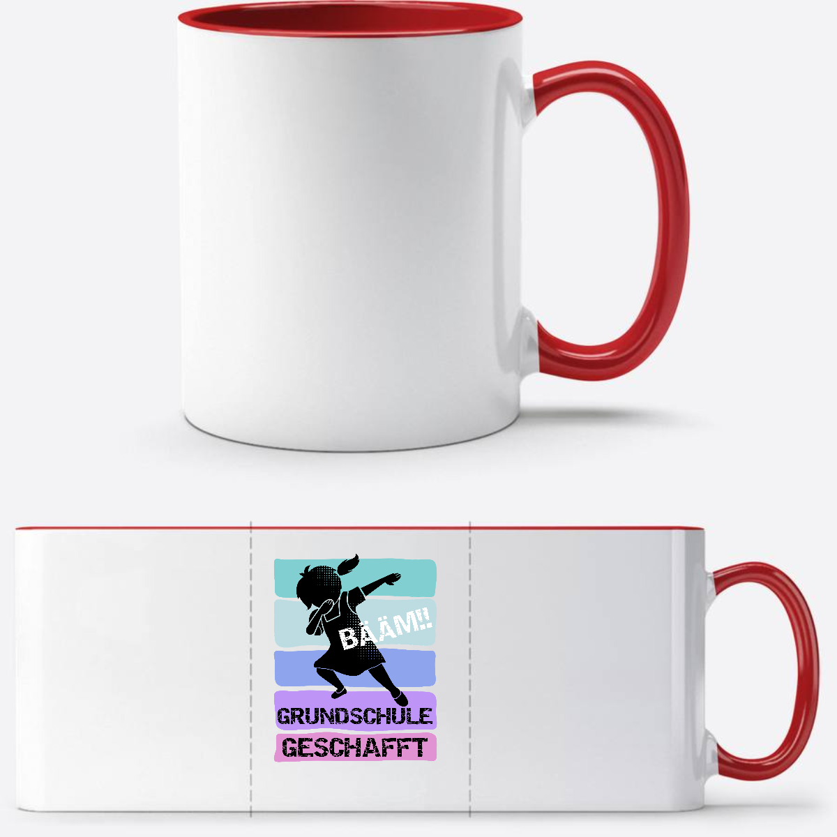 Tasse Bääm! Grundschule geschafft – Mädchen mit Wunschnamen - White/Red