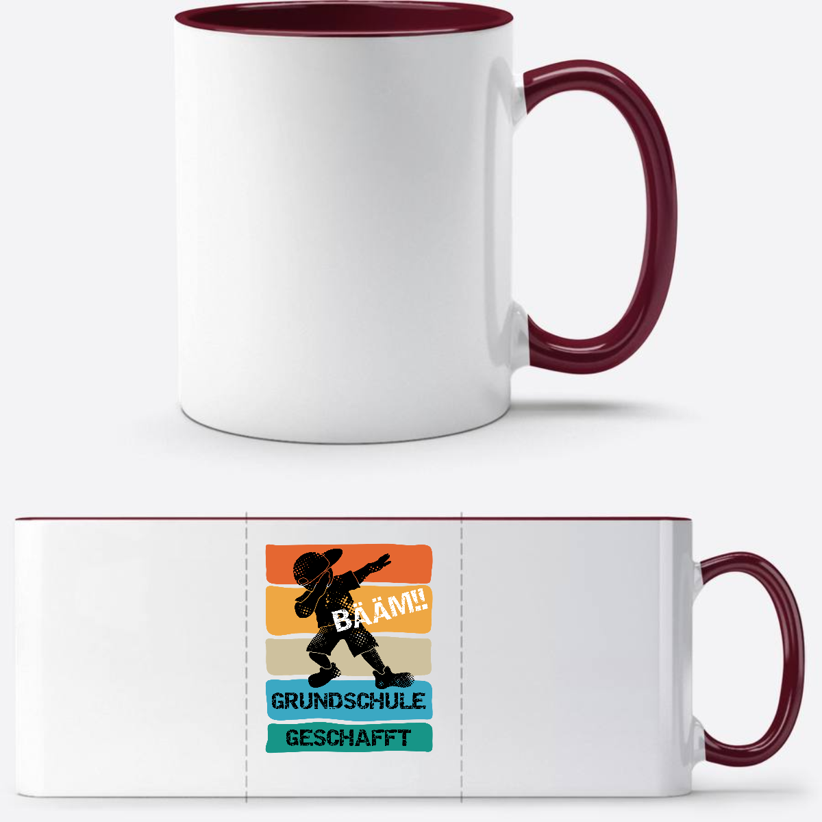 Tasse Bääm Grundschule geschafft – Personalisiert zum Schulstart - White/Bordeaux