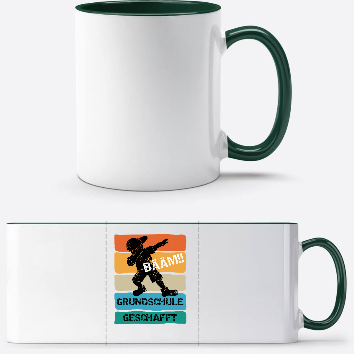 Tasse Bääm Grundschule geschafft – Personalisiert zum Schulstart - White/Petrol