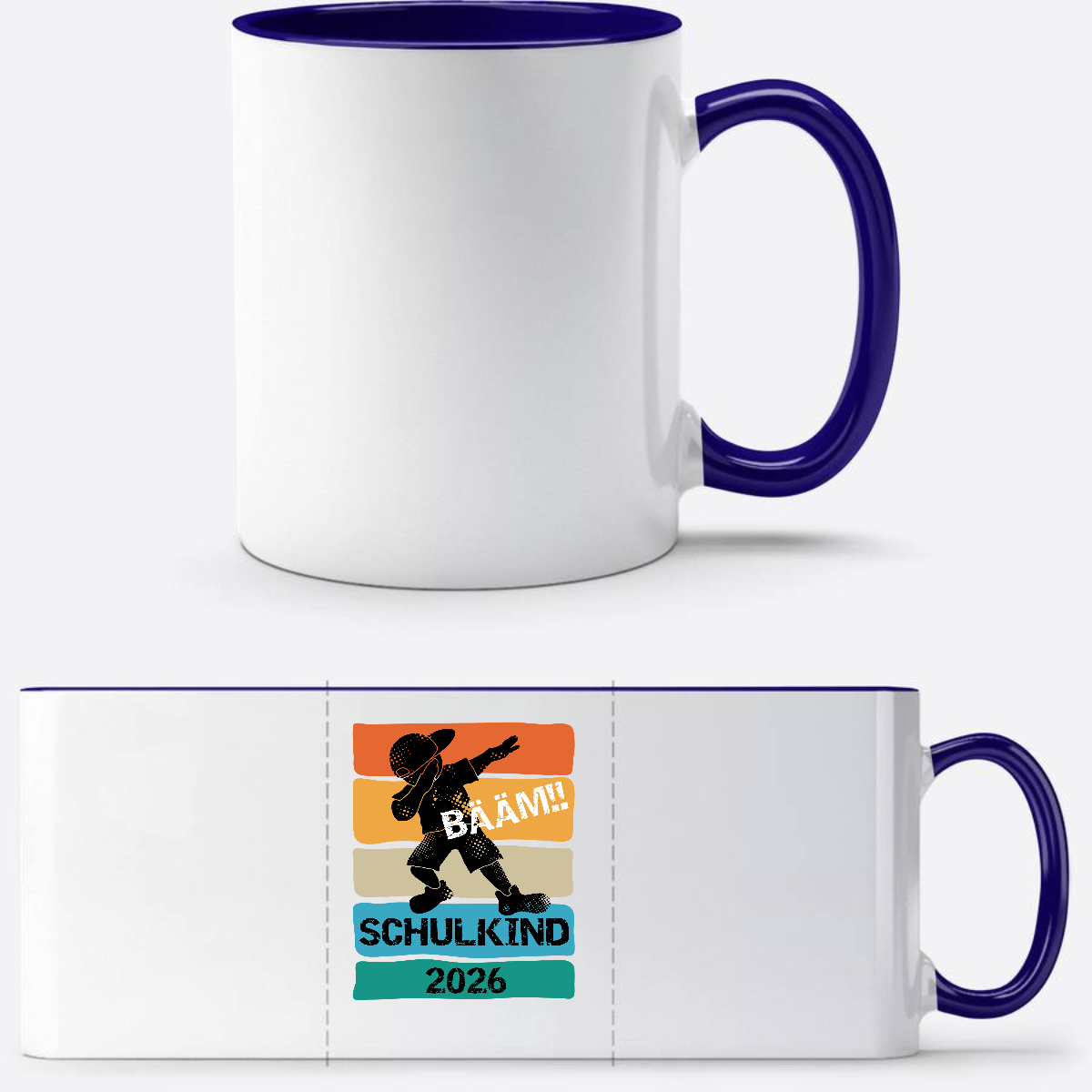 Tasse Bääm! Schulkind 2026 – Geschenk zur Einschulung - Weiß/Dunkelblau
