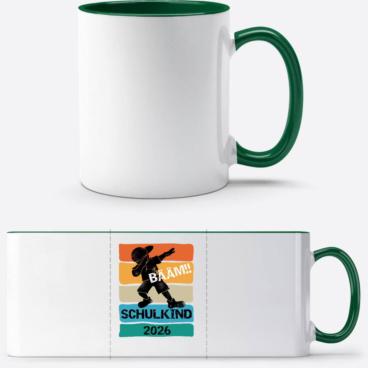 Tasse Bääm! Schulkind 2026 – Geschenk zur Einschulung - Weiß/Dunkelgrün