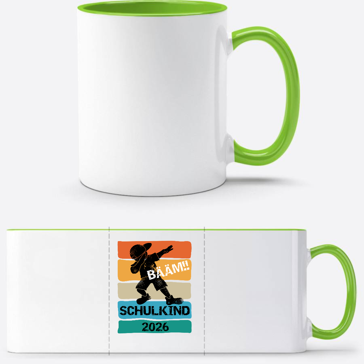 Tasse Bääm! Schulkind 2026 – Geschenk zur Einschulung - Weiß/Grün