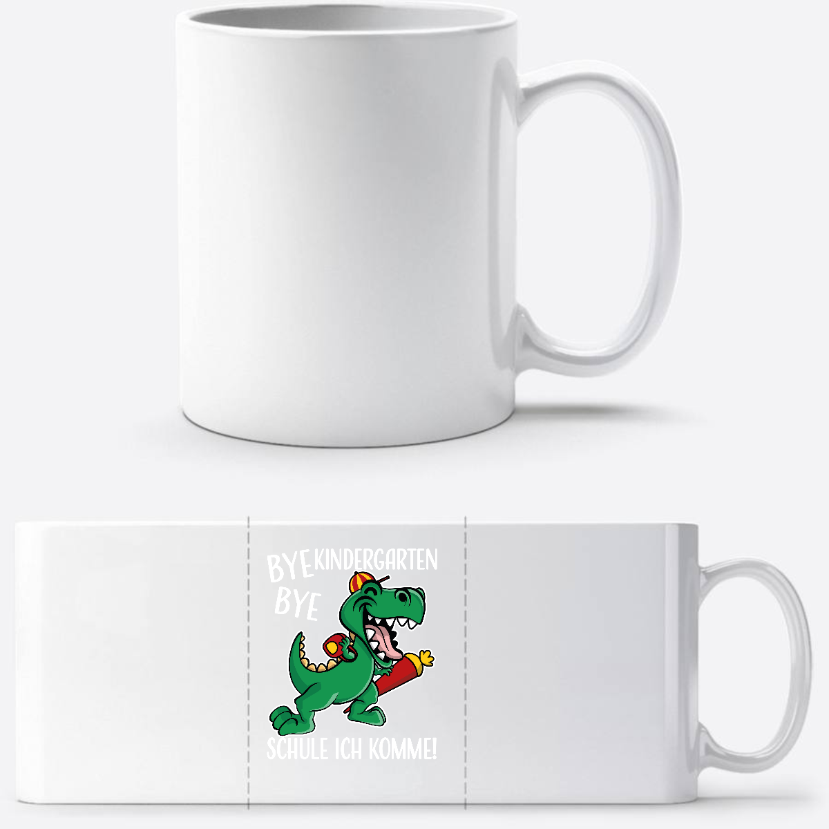 Tasse Bye Bye Kindergarten Dino – Personalisiert zur Einschulung - Weiß