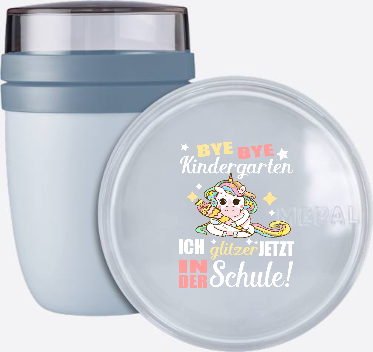 Tasse Einhorn Bye Bye Kindergarten – Geschenk zur Einschulung - Nordic Blue