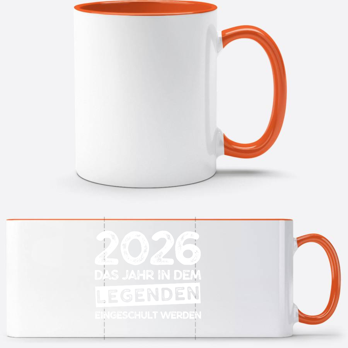 Tasse Einschulung 2026 – Legenden werden eingeschult (mit Name) - Weiß/Orange