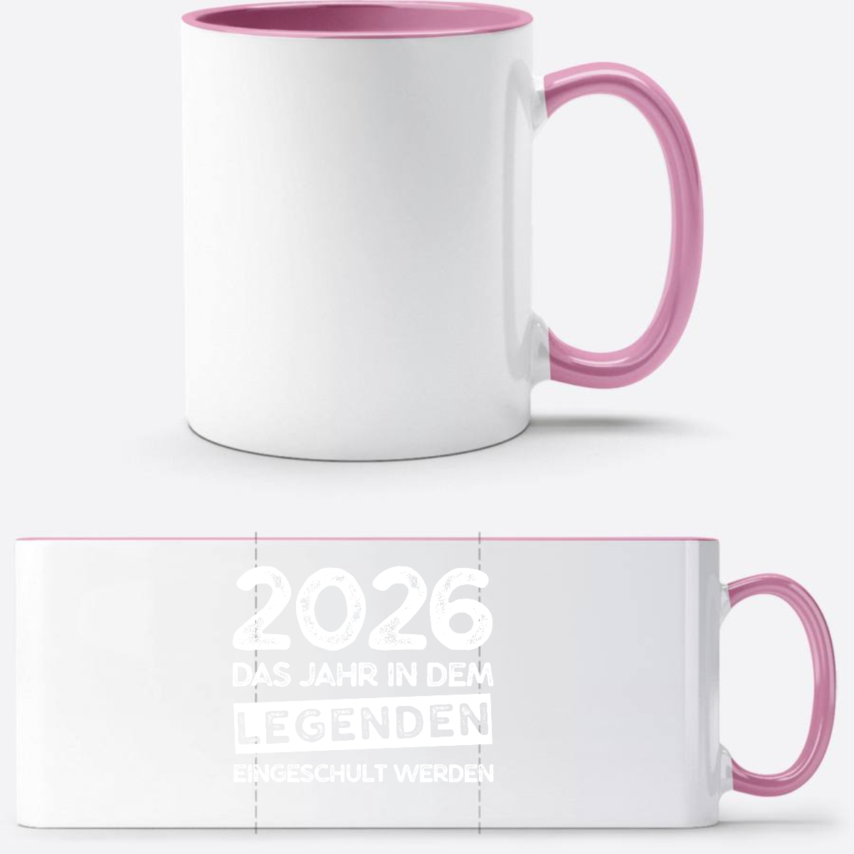 Tasse Einschulung 2026 – Legenden werden eingeschult (mit Name) - Weiss/Rosa