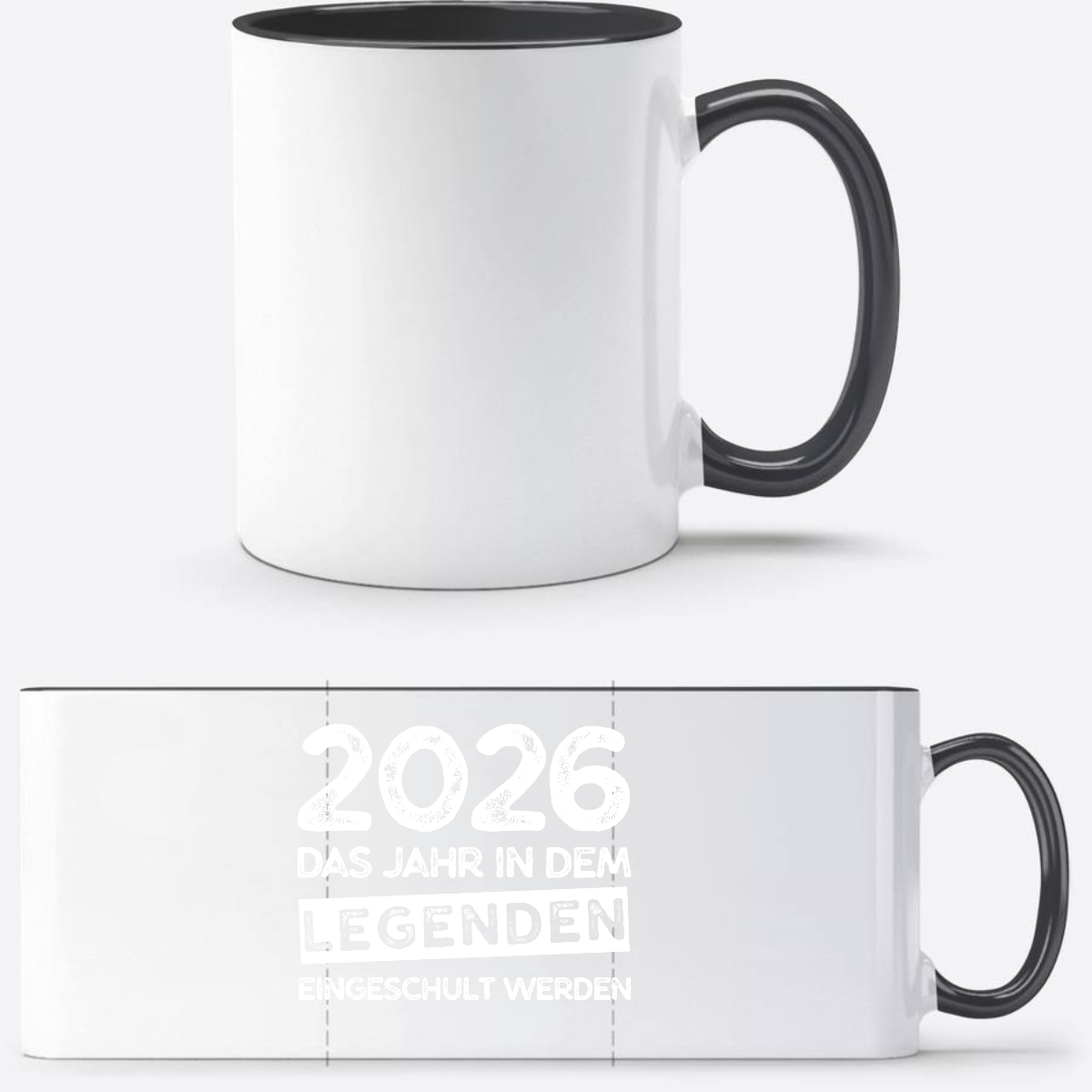 Tasse Einschulung 2026 – Legenden werden eingeschult (mit Name) - Weiß/Schwarz