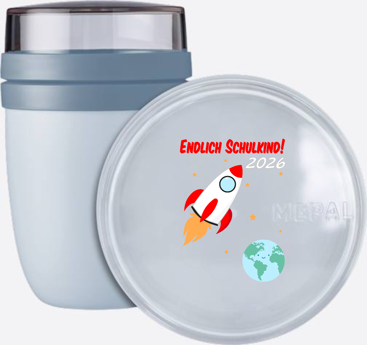 Tasse Einschulung 2026 mit Name – Endlich Schulkind Rakete - Nordic Blue