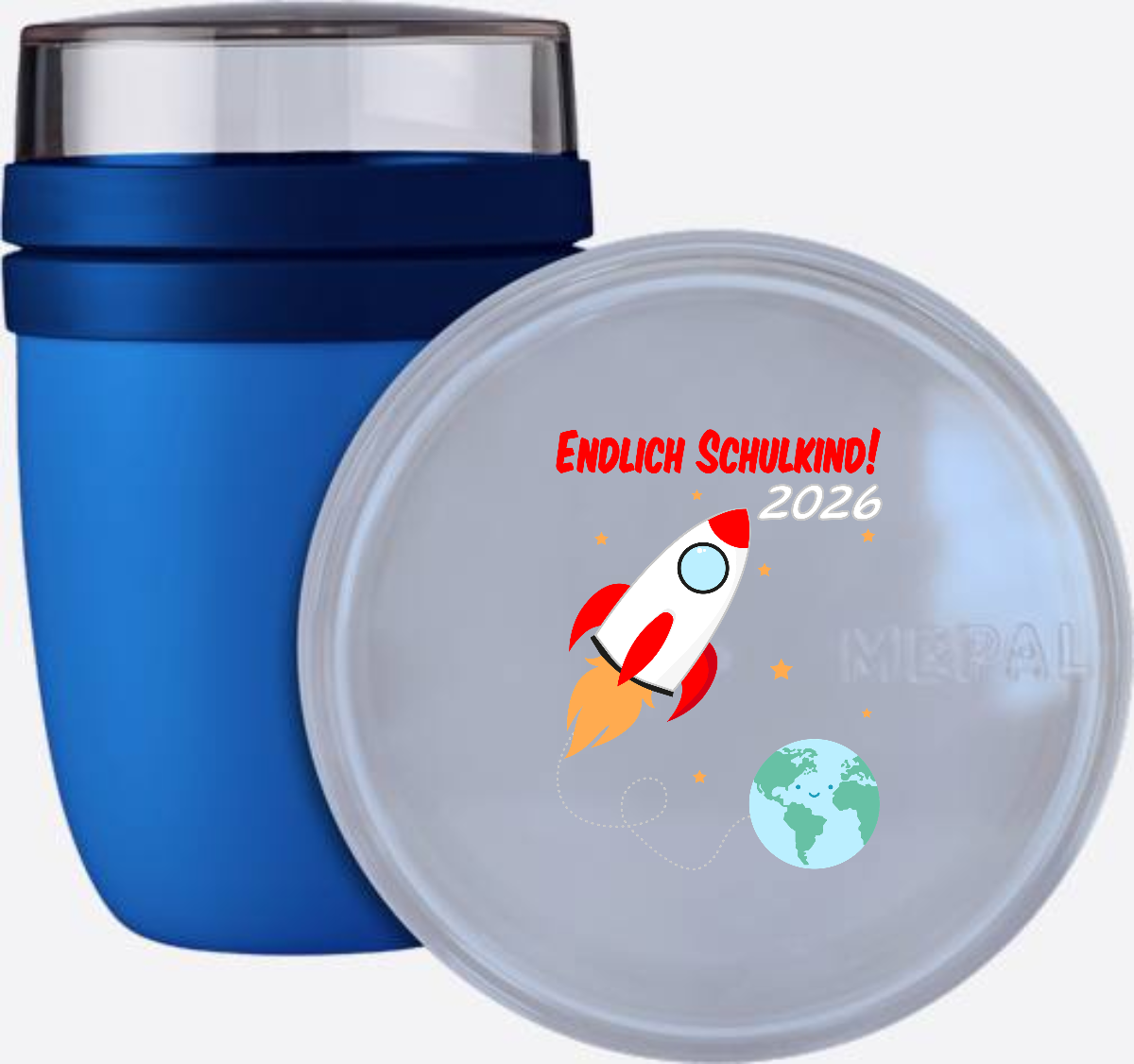 Tasse Einschulung 2026 mit Name – Endlich Schulkind Rakete - Vivid Blue