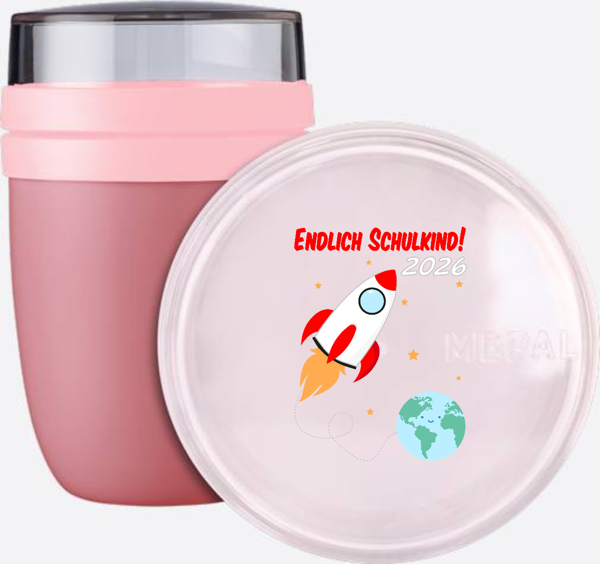 Tasse Einschulung 2026 mit Name – Endlich Schulkind Rakete - Vivid Mauve