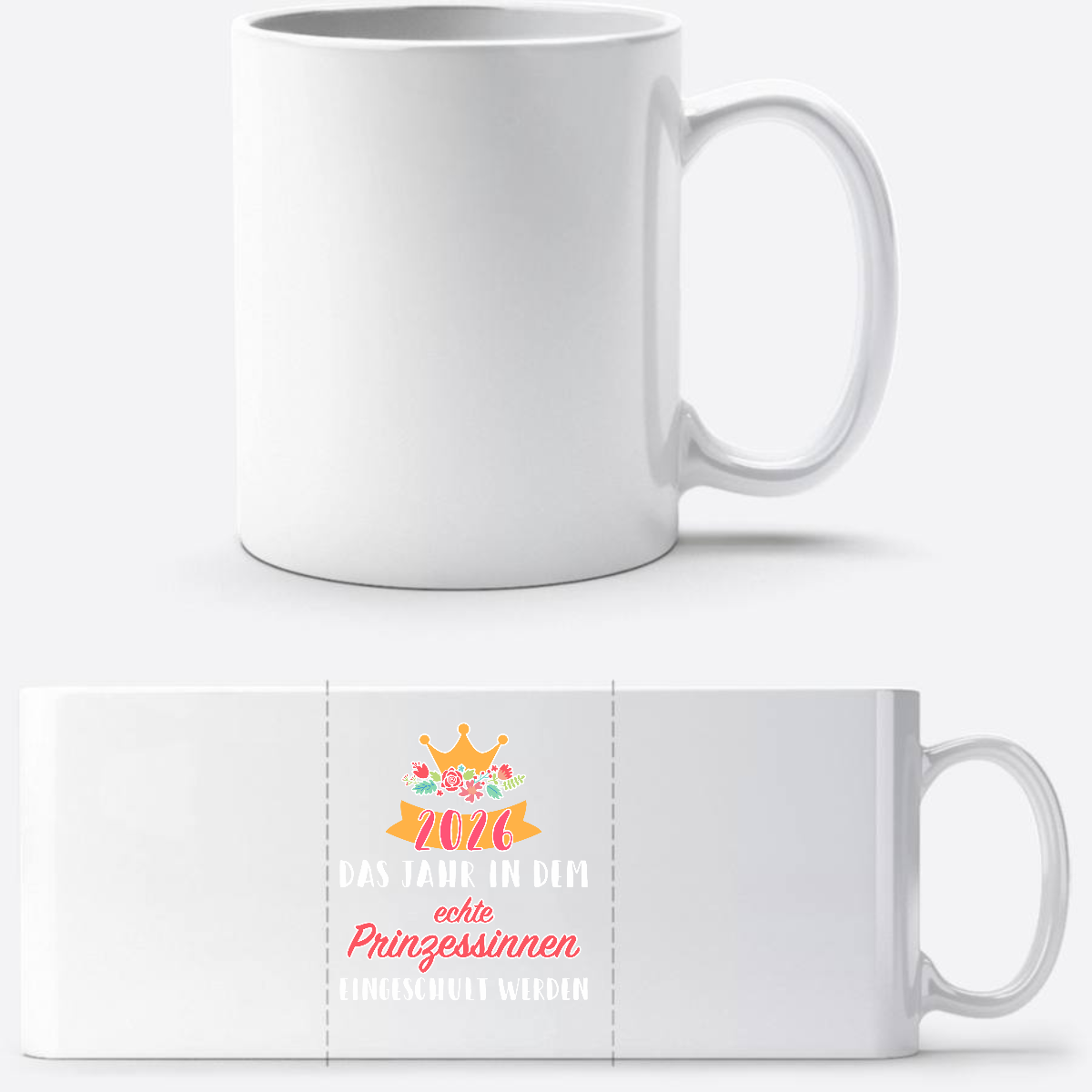 Tasse Einschulung 2026: Prinzessin – Mit Wunschnamen - Weiß