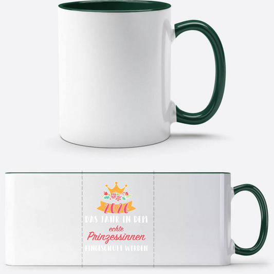 Tasse Einschulung 2026: Prinzessin – Mit Wunschnamen - White/Petrol