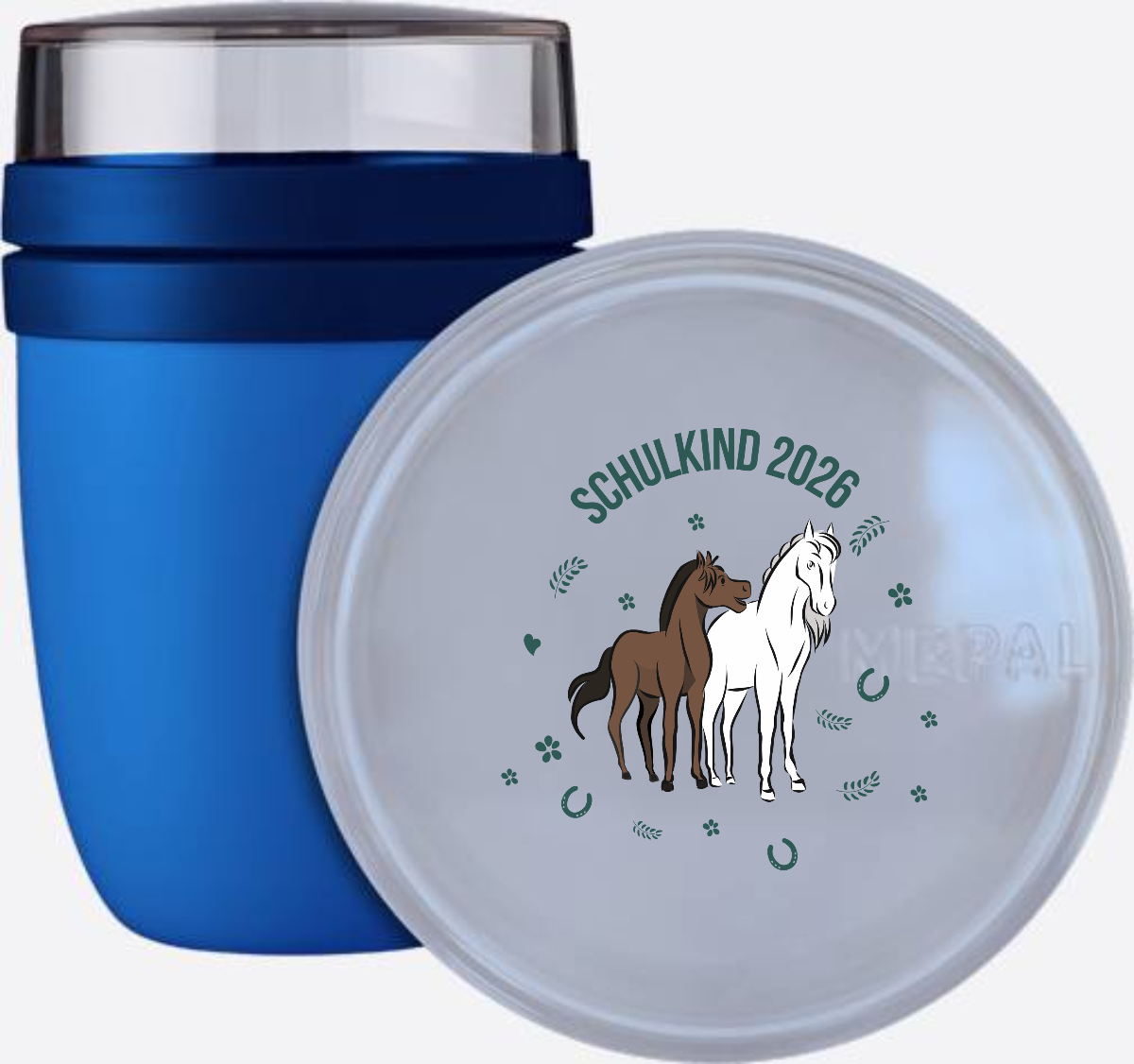 Tasse Einschulung 2026 – Schulkind Pferde mit Name - Vivid Blue