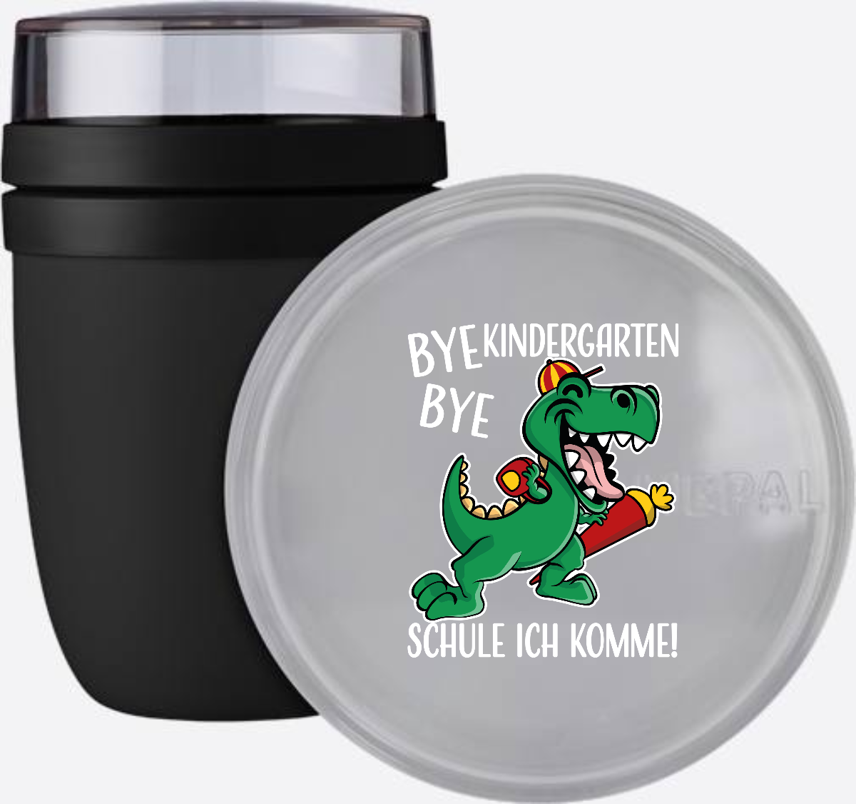 Tasse Einschulung – Bye Bye Kindergarten Dino mit Name - Nordic Black