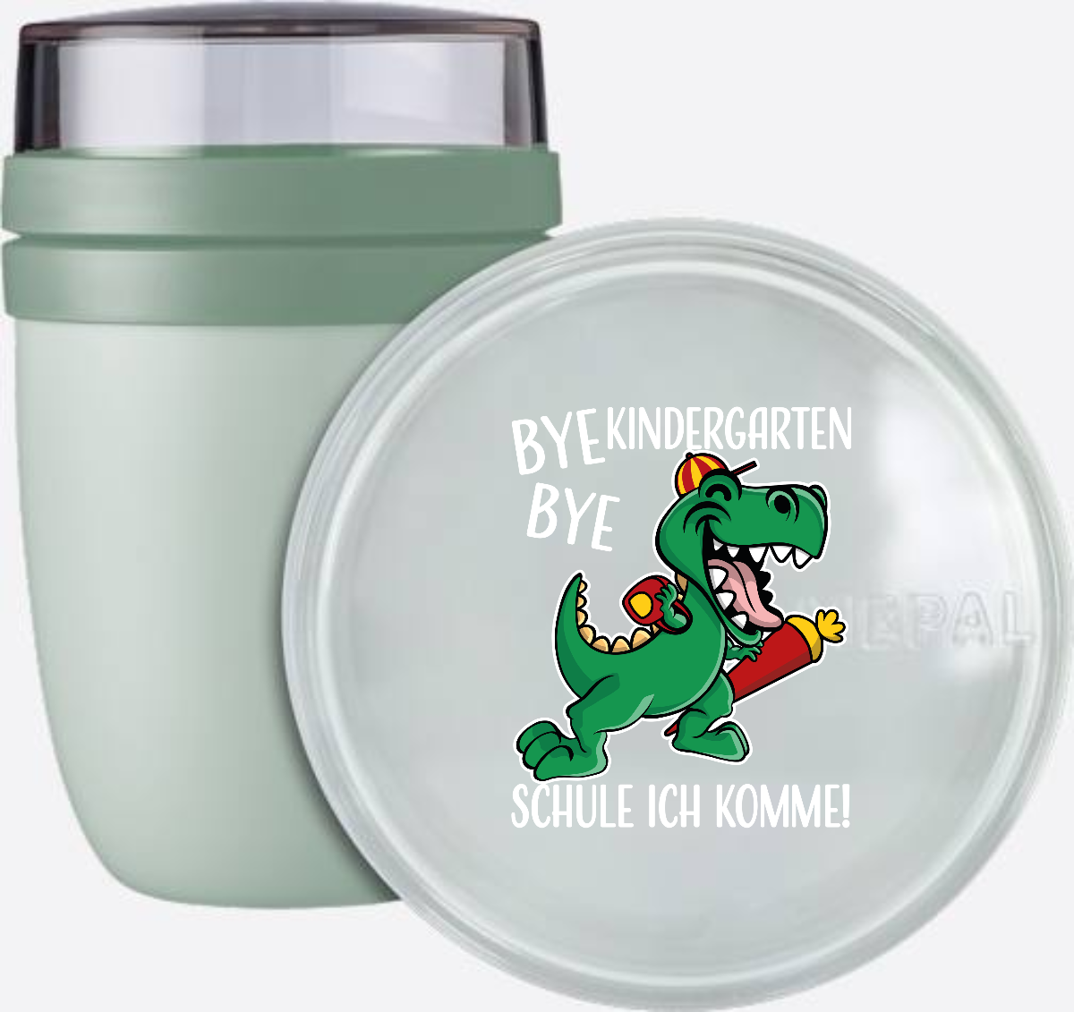 Tasse Einschulung – Bye Bye Kindergarten Dino mit Name - Nordic Sage