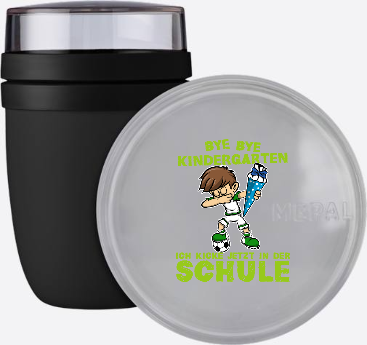 Tasse Einschulung: Bye Bye Kindergarten Fußball Dabbing - Nordic Black