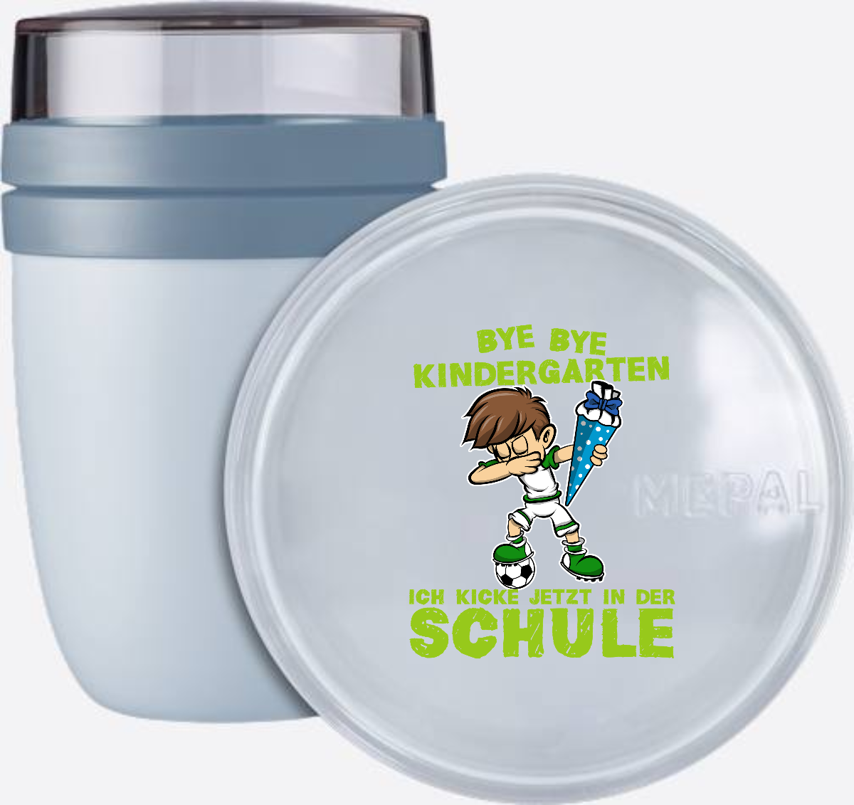 Tasse Einschulung: Bye Bye Kindergarten Fußball Dabbing - Nordic Blue