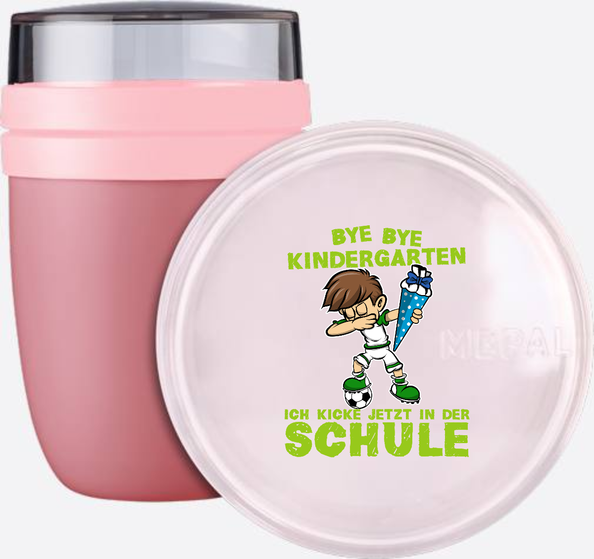 Tasse Einschulung: Bye Bye Kindergarten Fußball Dabbing - Vivid Mauve