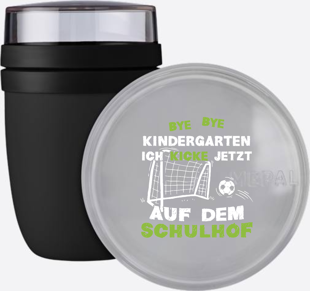 Tasse Einschulung – Bye Bye Kindergarten Fußball mit Name - Nordic Black