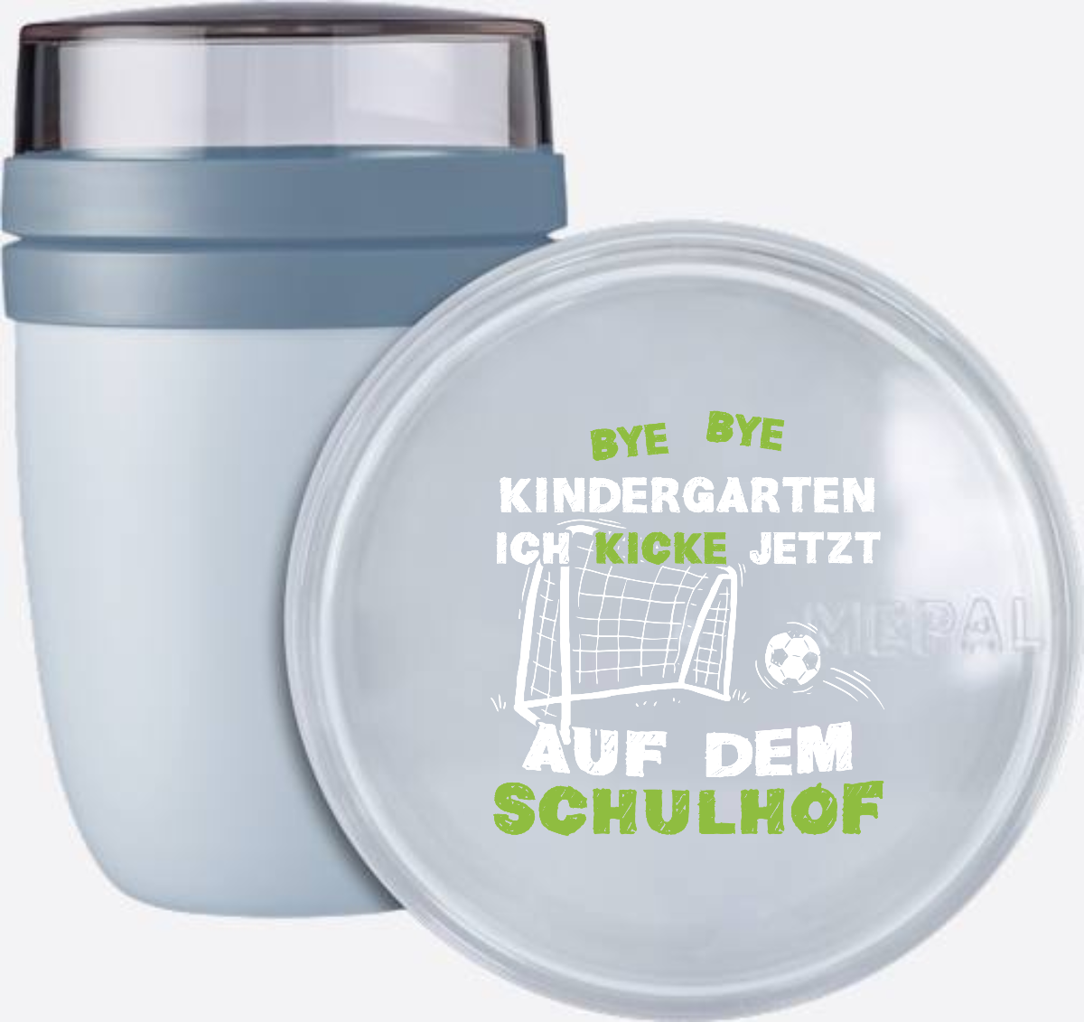 Tasse Einschulung – Bye Bye Kindergarten Fußball mit Name - Nordic Blue