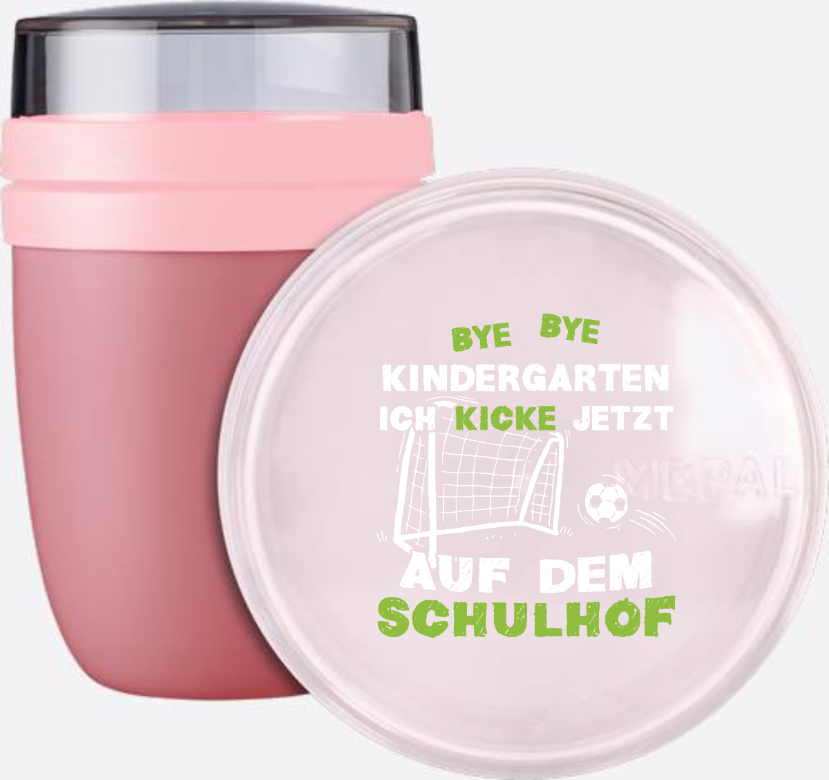 Tasse Einschulung – Bye Bye Kindergarten Fußball mit Name - Vivid Mauve