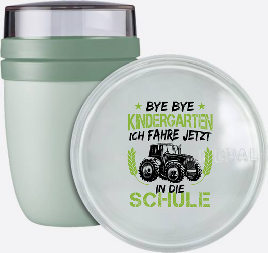 Tasse Einschulung – Bye Bye Kindergarten Traktor Schwarz Grün - Nordic Sage