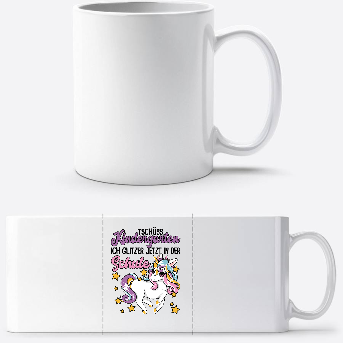 Tasse Einschulung Einhorn: Ich glitzer jetzt in der Schule - Weiß