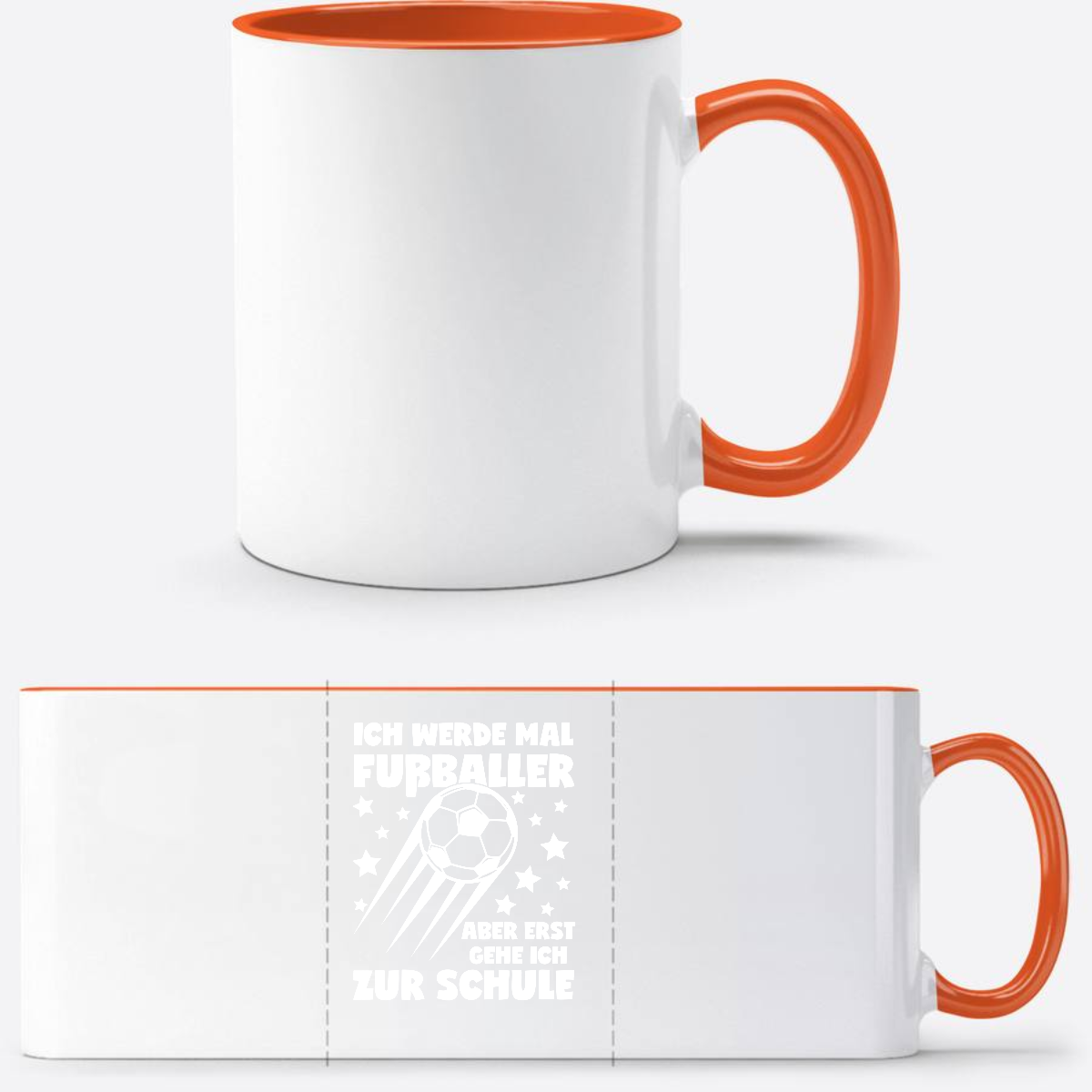 Tasse Einschulung: Ich werde Fußballer – mit Wunschnamen - Weiß/Orange