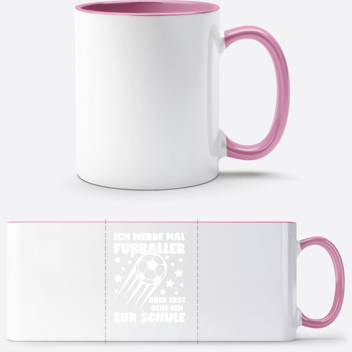 Tasse Einschulung: Ich werde Fußballer – mit Wunschnamen - Weiss/Rosa