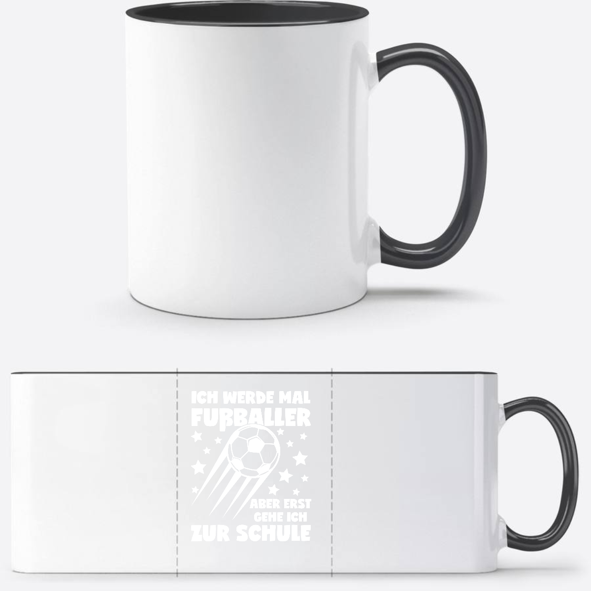 Tasse Einschulung: Ich werde Fußballer – mit Wunschnamen - Weiß/Schwarz