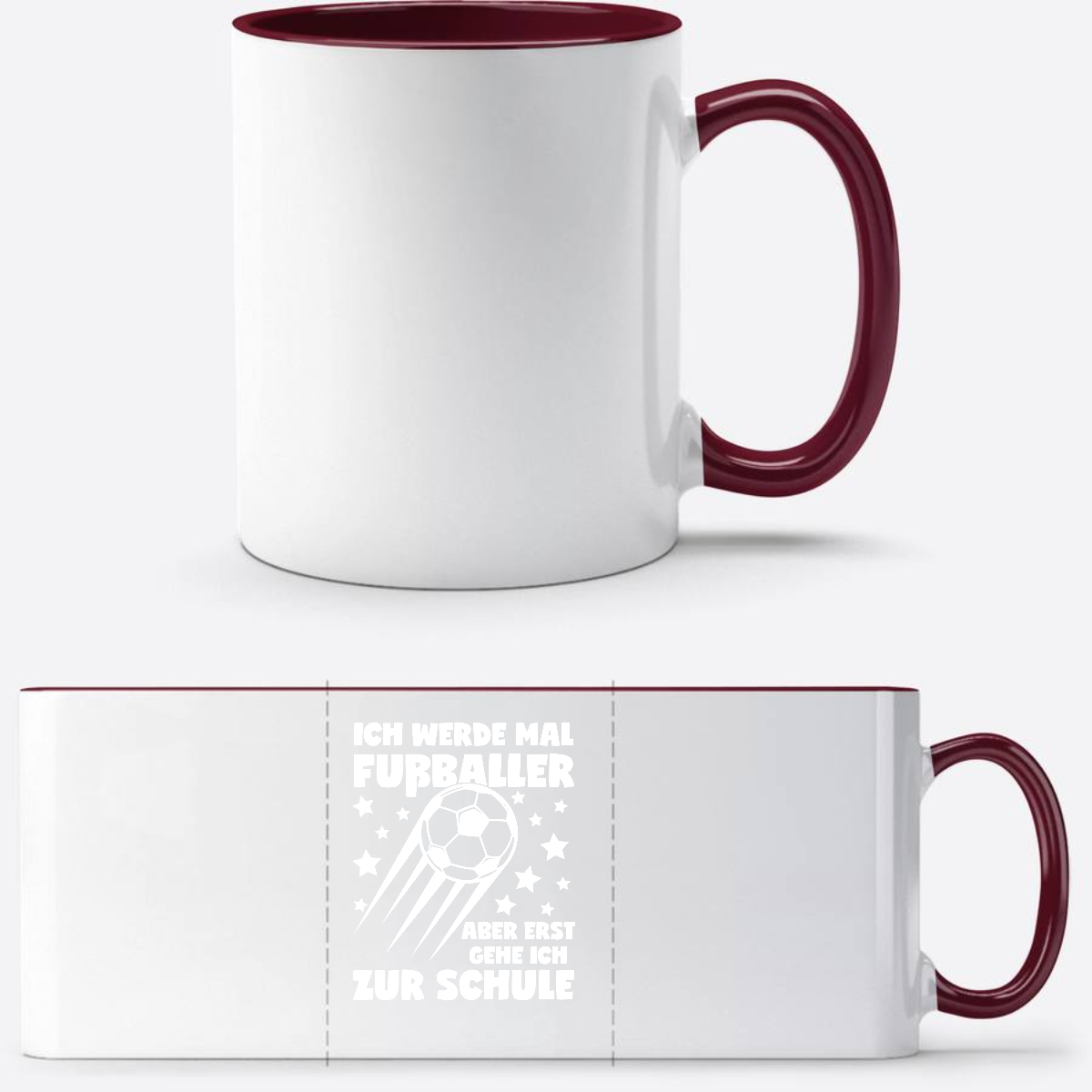 Tasse Einschulung: Ich werde Fußballer – mit Wunschnamen - White/Bordeaux