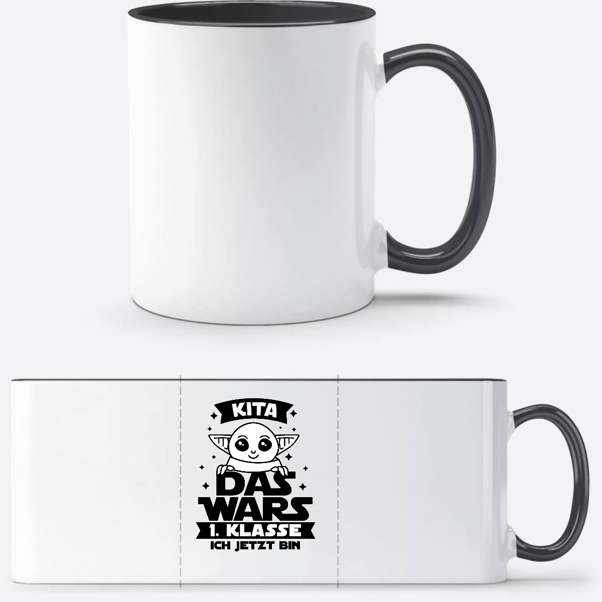 Tasse Einschulung: Kita Das wars – 1. Klasse ich jetzt bin - Weiß/Schwarz