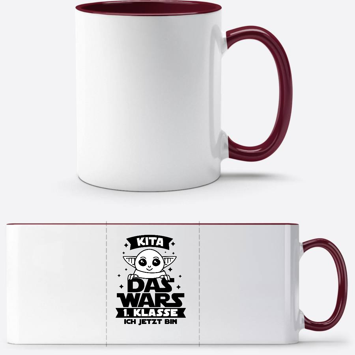 Tasse Einschulung: Kita Das wars – 1. Klasse ich jetzt bin - White/Bordeaux