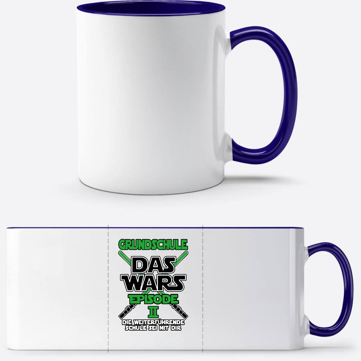 Tasse Grundschule Das Wars Episode 2 – Personalisiert mit Name - Weiß/Dunkelblau