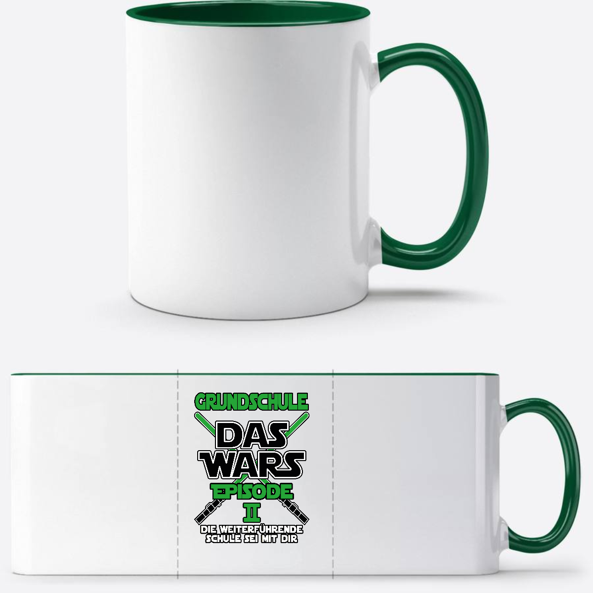 Tasse Grundschule Das Wars Episode 2 – Personalisiert mit Name - Weiß/Dunkelgrün