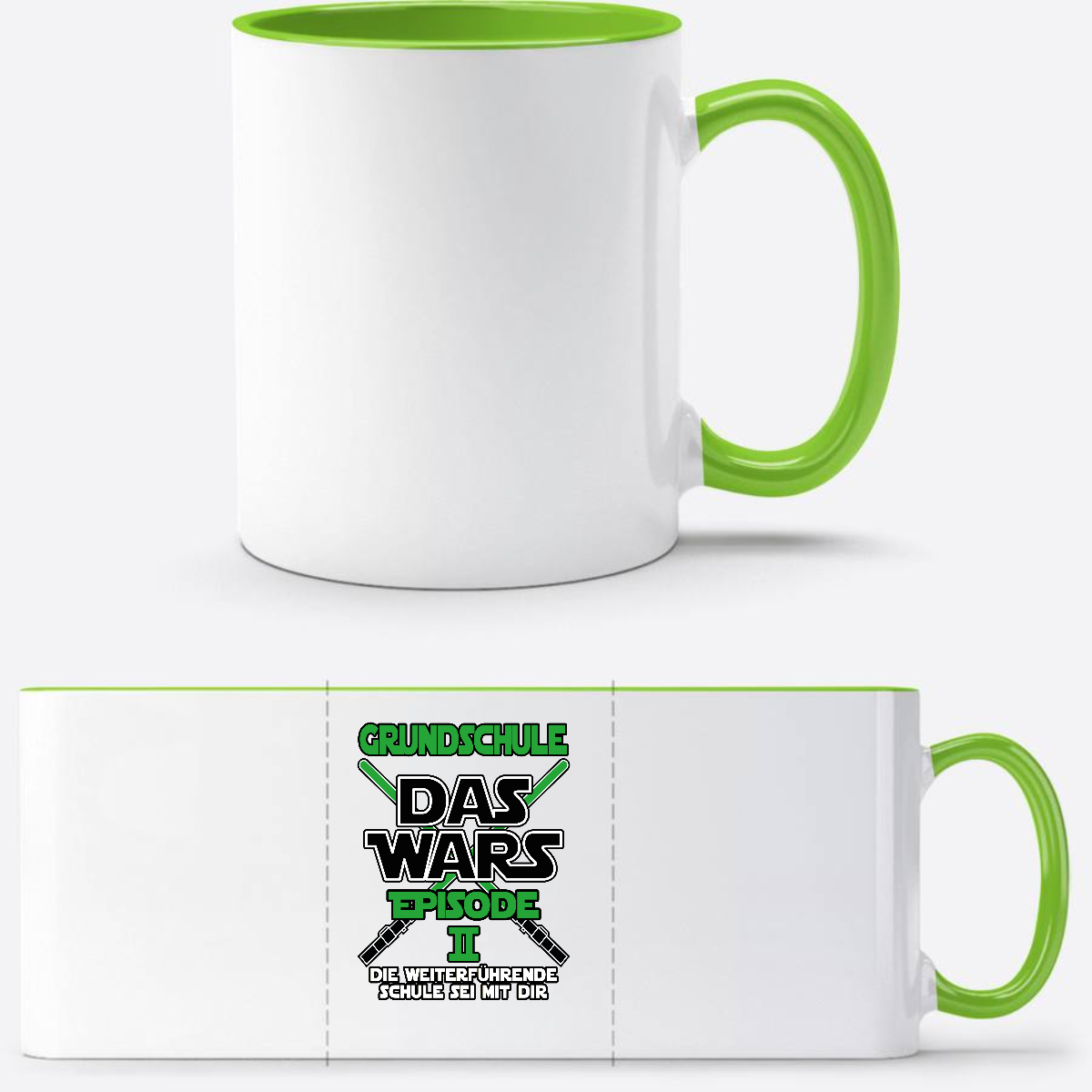 Tasse Grundschule Das Wars Episode 2 – Personalisiert mit Name - Weiß/Grün