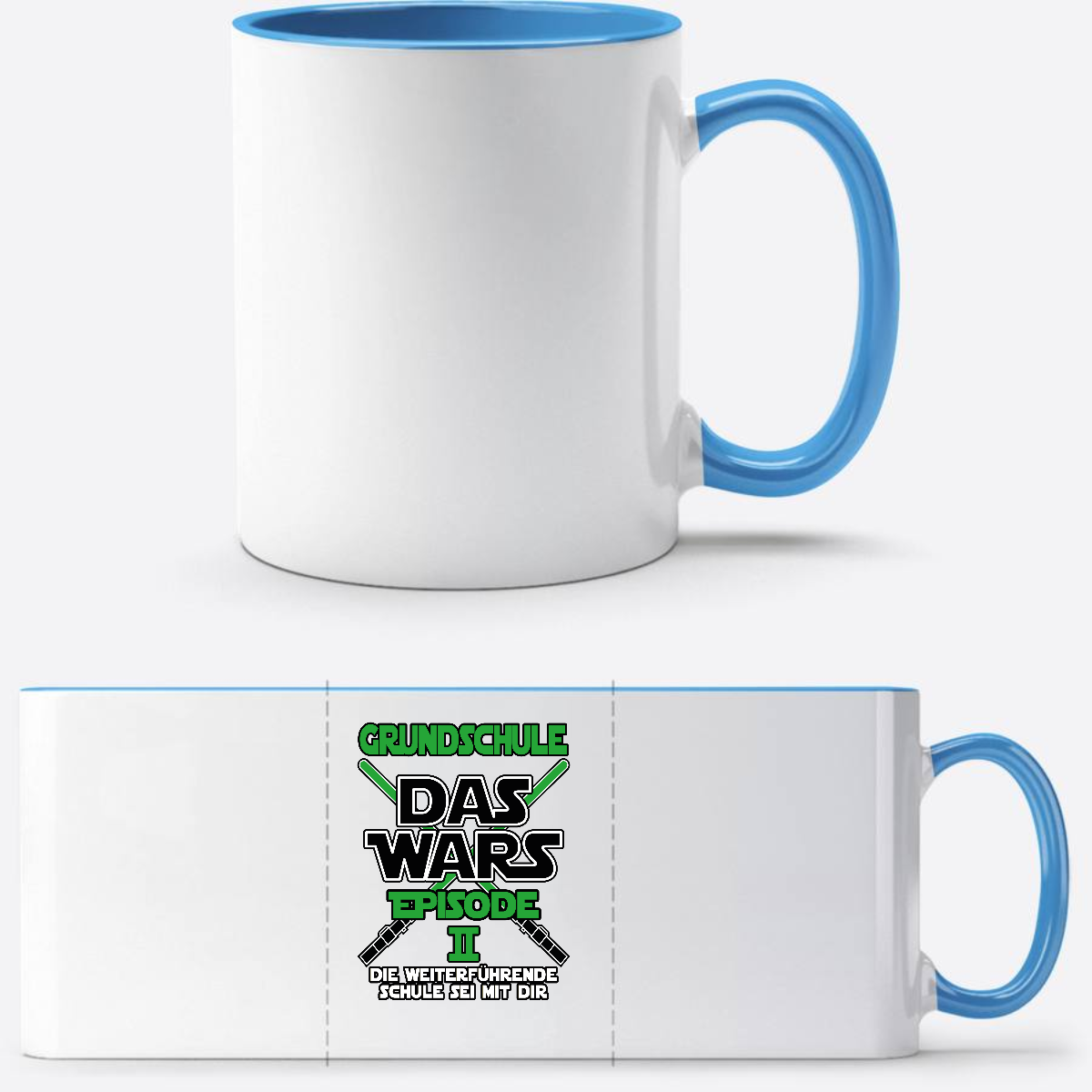 Tasse Grundschule Das Wars Episode 2 – Personalisiert mit Name - Weiß/Hellblau