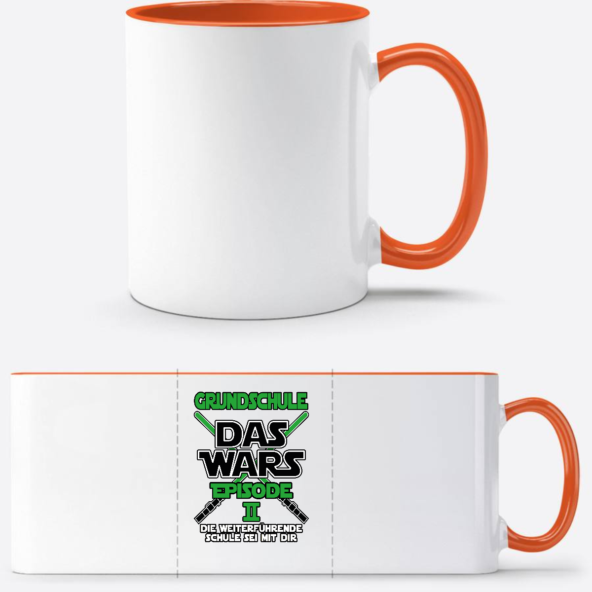 Tasse Grundschule Das Wars Episode 2 – Personalisiert mit Name - Weiß/Orange