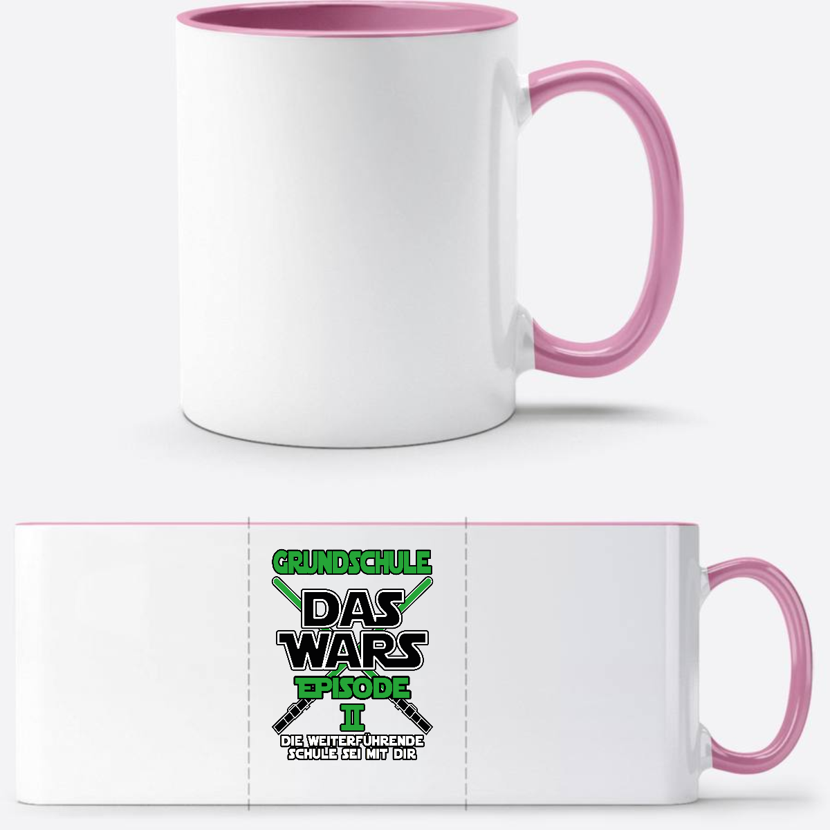 Tasse Grundschule Das Wars Episode 2 – Personalisiert mit Name - Weiss/Rosa