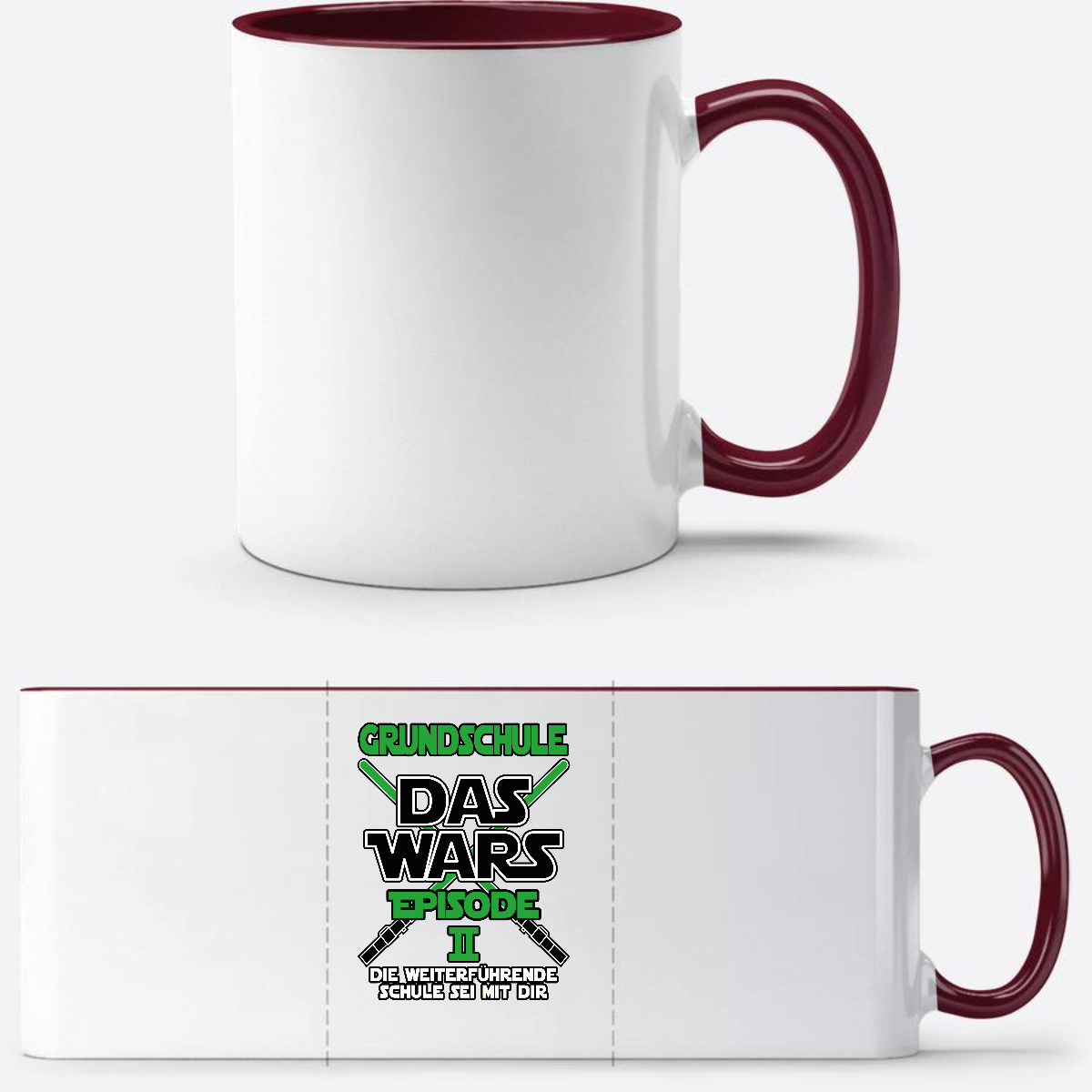 Tasse Grundschule Das Wars Episode 2 – Personalisiert mit Name - White/Bordeaux