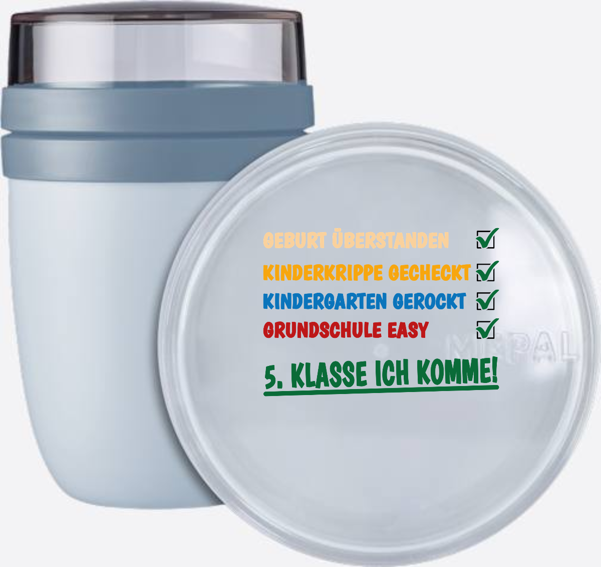 Tasse "Grundschule überstanden – 5. Klasse" mit Name - Nordic Blue